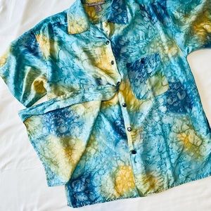 Vintage 100% Silk Watercolor Robert Stock Shirt